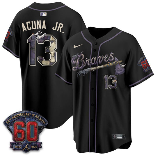 Atlanta Braves Nightmare Halloween Edition Baseball Jersey