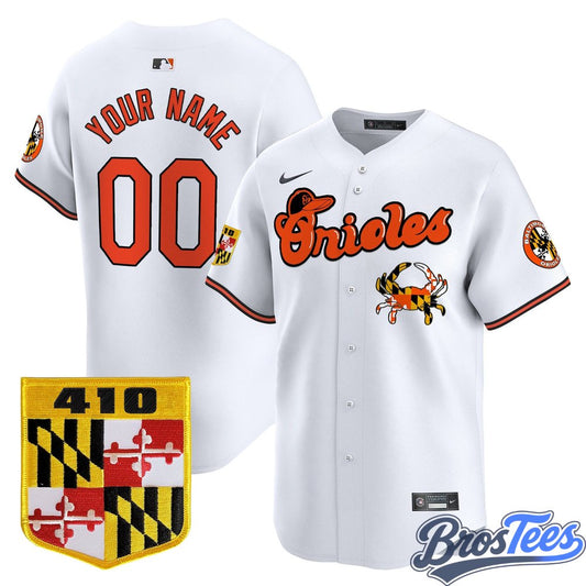 Baltimore Orioles 410 & Chesapeake Crab Patch Premier Custom Baseball Jersey