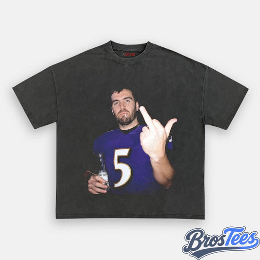 Baltimore Ravens Joe Flacco Drinking & Middle Finger Tee