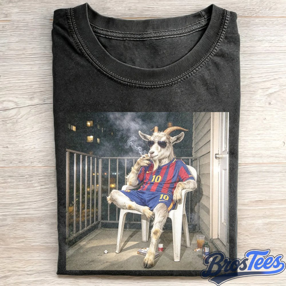 Barcelona No. 10 Smoking Goat Funny Soccer Meme Tee