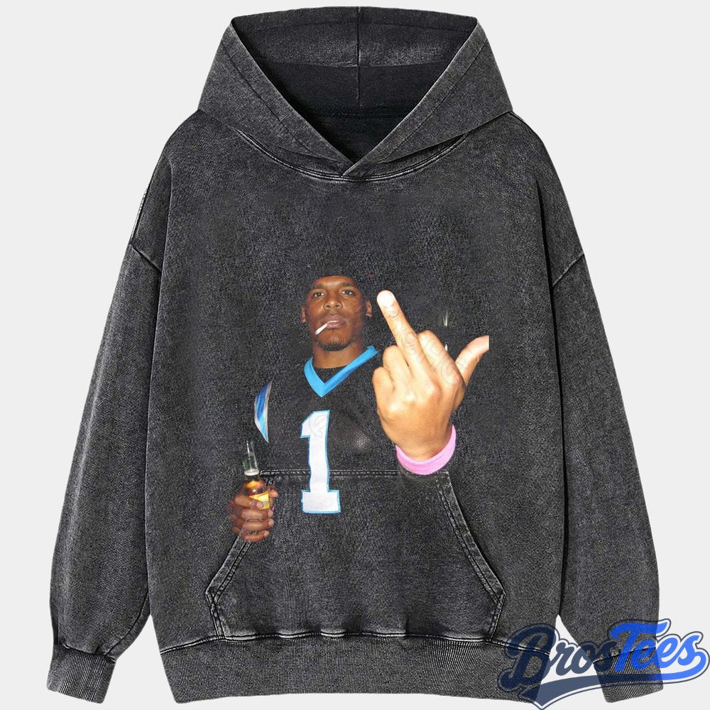 Carolina Panthers Cam Newton Drinking & Middle Finger Tee