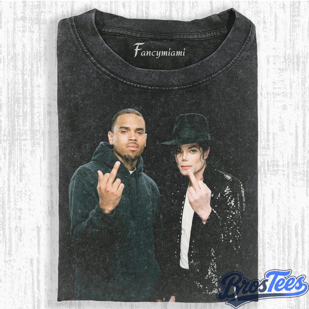 Chris Brown & Michael Jackson Middle Finger Pose T-Shirt