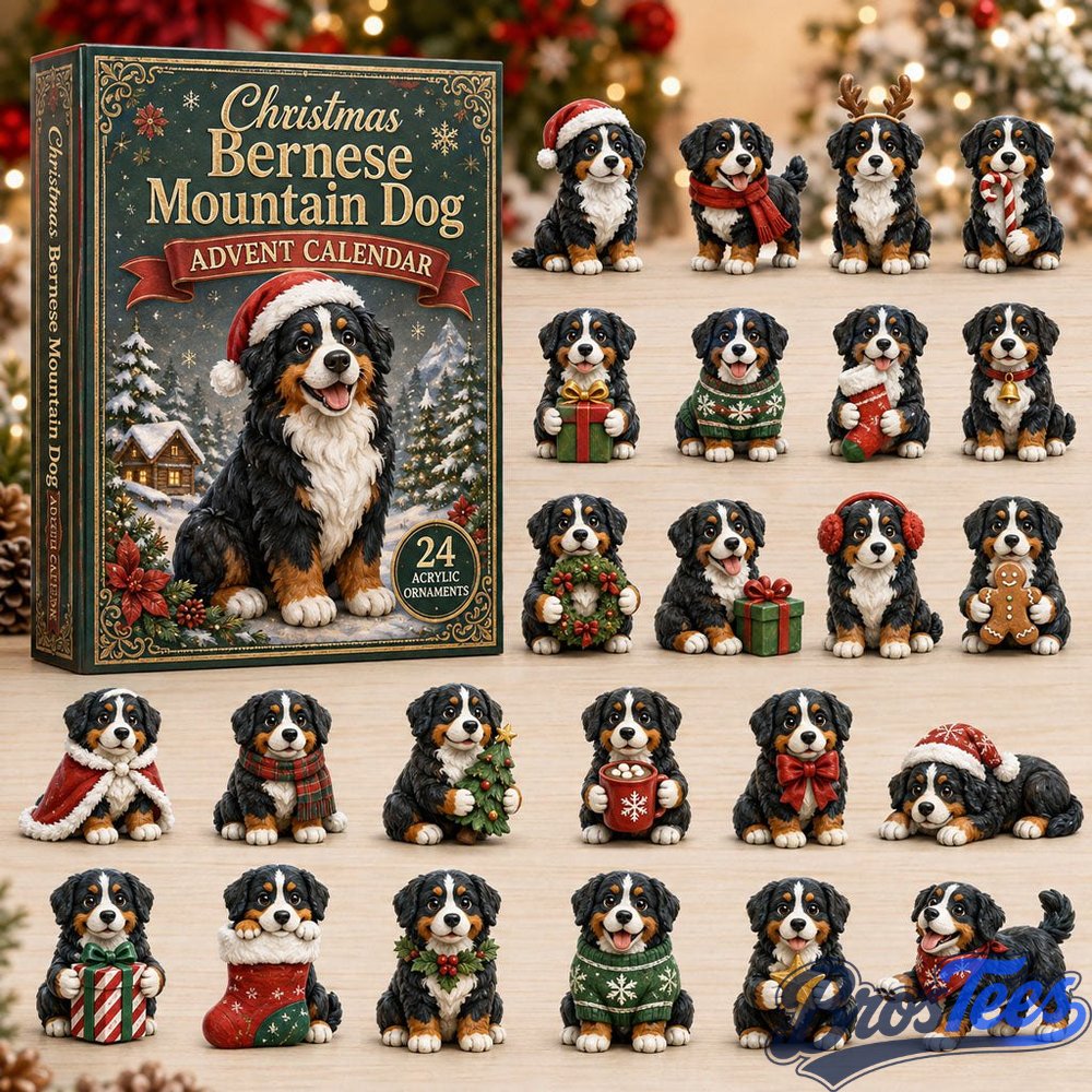 Christmas Bernese Mountain Dog Advent Calendar 2026 - 24-Day Countdown, Acrylic Charms
