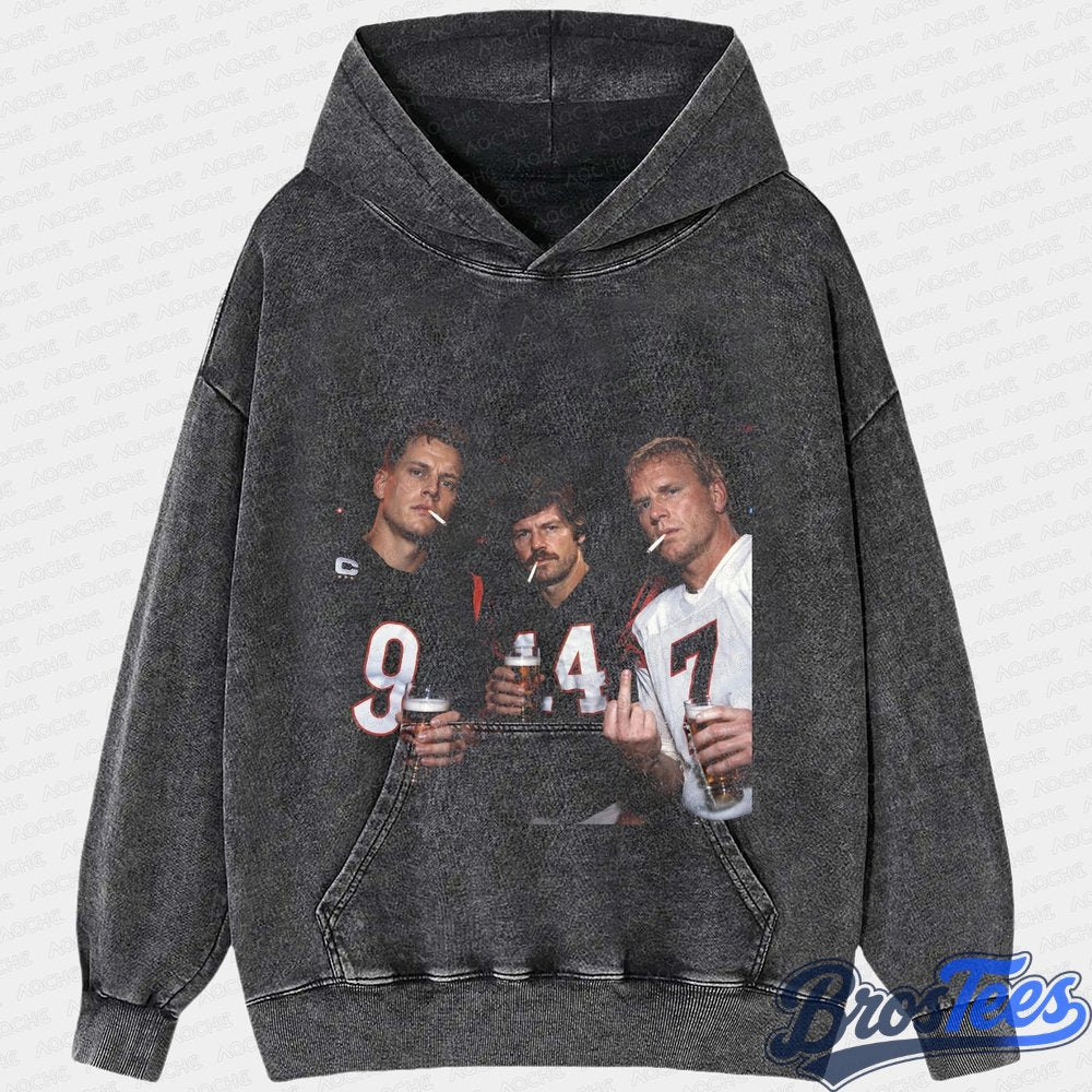 Cincinnati Bengals Joe Burrow, Ken Anderson & Boomer Esiason Drinking & Middle Finger Tee