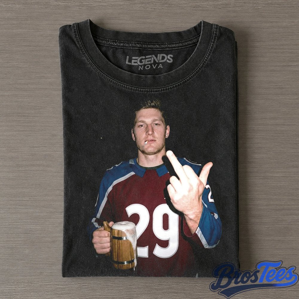 Colorado Avalanche Nathan MacKinnon and Cale Makar Drinking Beer and Middle Finger Tee