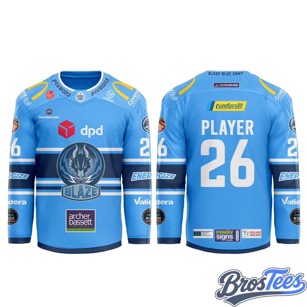 Coventry Blaze 2026-27 Blue Hockey Jersey Custom