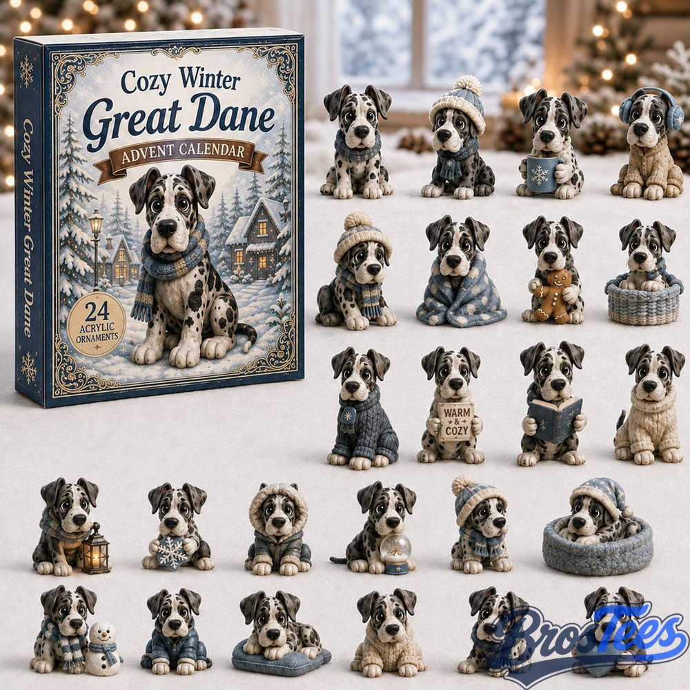 Cozy Winter Great Dane Advent Calendar 2026 - 24-Day Countdown, Acrylic Charms