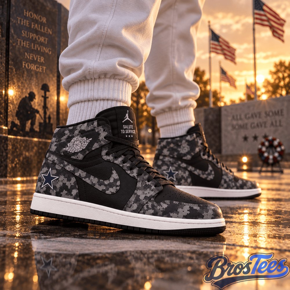 Dallas Cowboys 2026 Salute to Service Black Camo AJ1 High Top Shoes