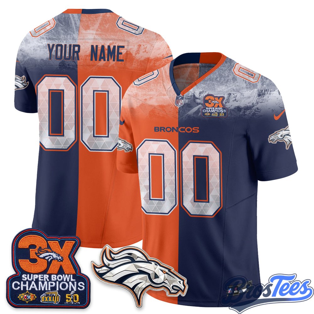 Denver Broncos Mile High Split Edition Vapor Custom Jersey - Stitched