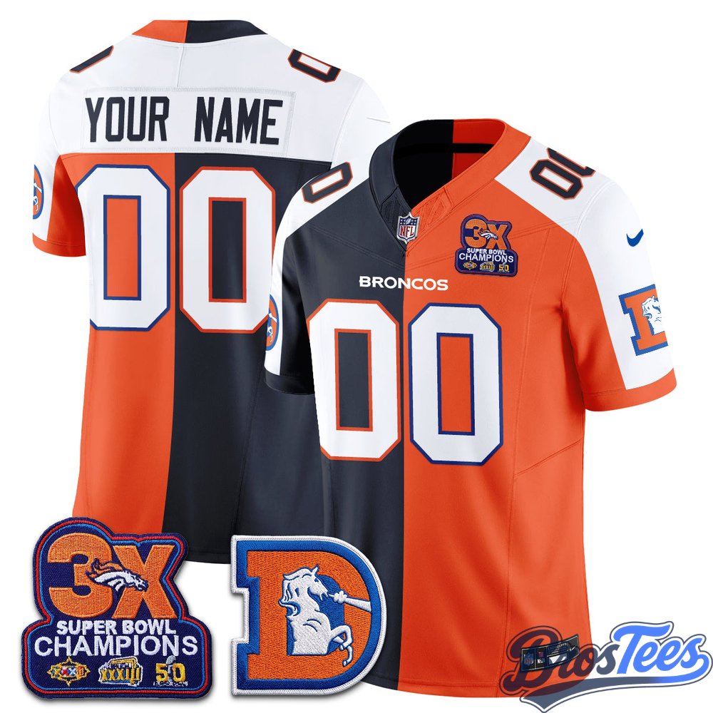 Denver Broncos Throwback Split Vapor Custom Jersey - Stitched
