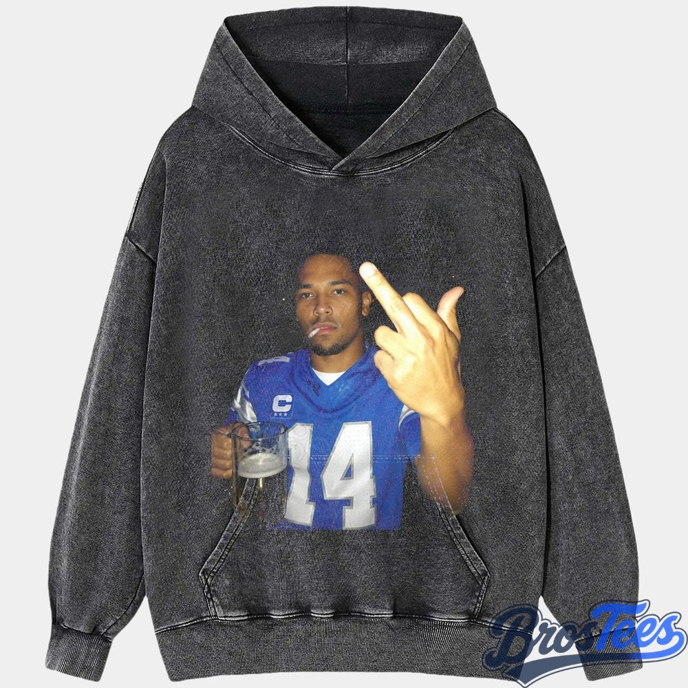 Detroit Lions Amon-Ra St. Brown Drinking & Middle Finger Tee