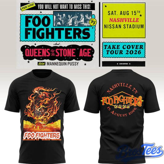 Foo Fighters 🎸🎤 “Take Cover Tour 2026” in Nashville,TN T-Shirt