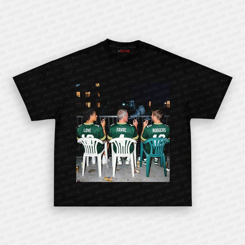 Green Bay Packers Jordan Love, Brett Favre & Aaron Rodgers After Hours T-Shirt