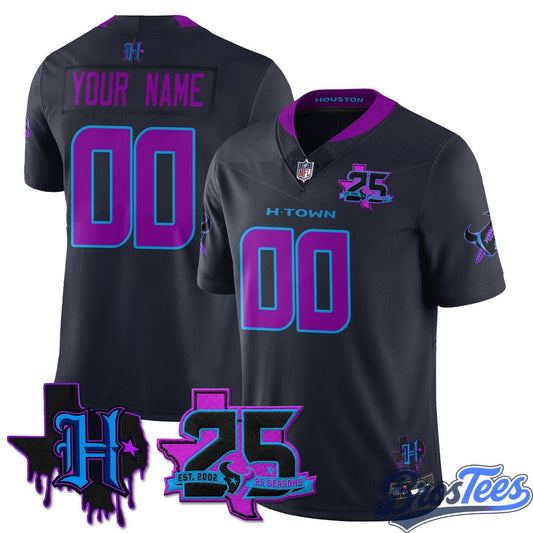 Houston Texans 25th Seasons in 2026 DJ Screw Custom Football Jersey