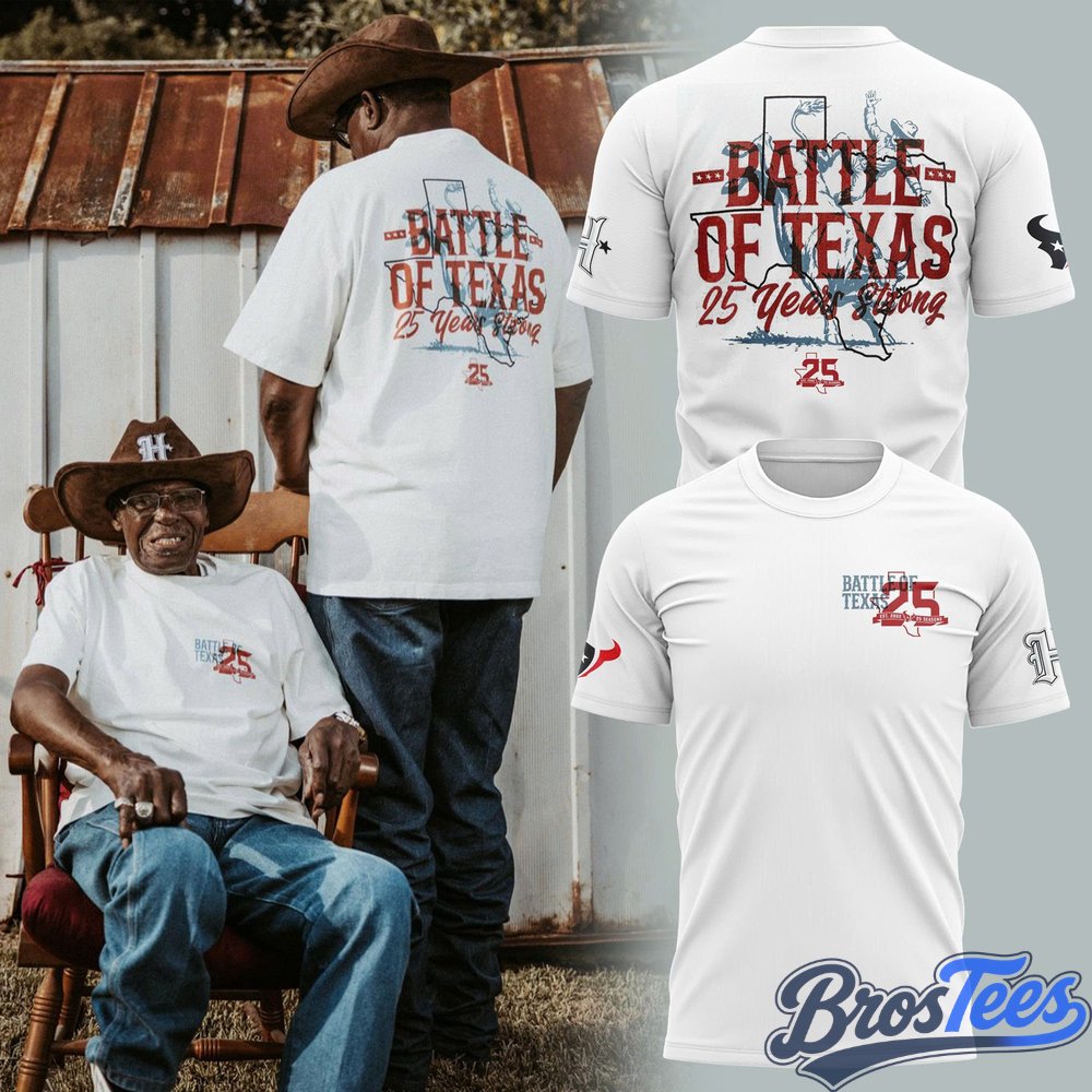 Houston Texans Battle of Texas 25 Years Strong Anniversary Unisex Graphic Tee