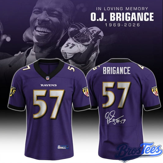 Baltimore Ravens In Loving Memory O.J. Brigance #57 Memorial Football Jersey