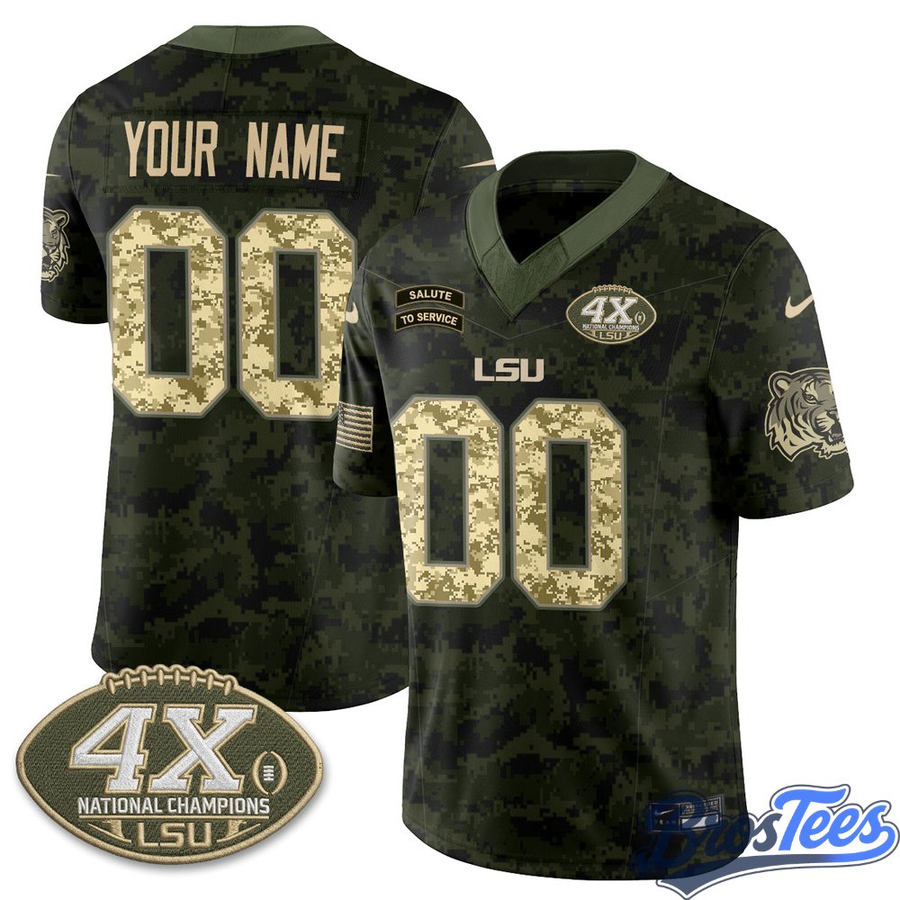 LSU Tigers 2026 Salute to Service Vapor Custom Jersey - Stitched