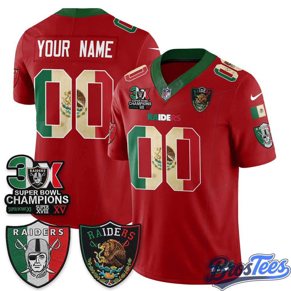 Las Vegas Raiders 3X Champs Mexico Football Jersey