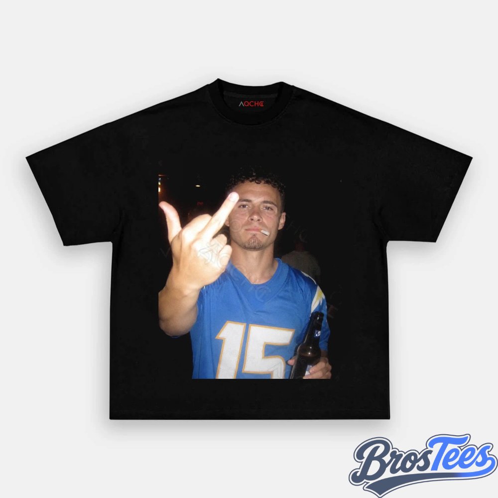 Los Angeles Chargers Ladd McConkey Drinking & Middle Finger Tee
