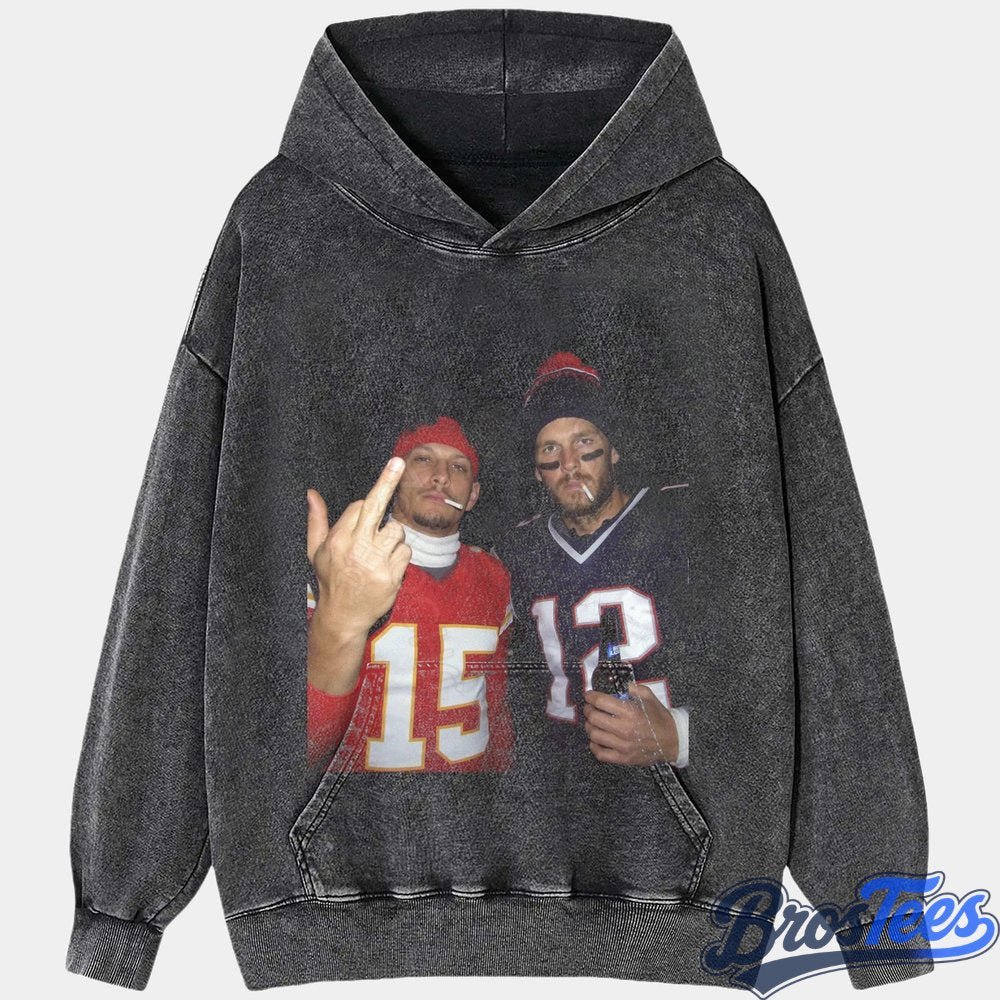NFL Patrick Mahomes & Tom Brady Drinking & Middle Finger Tee