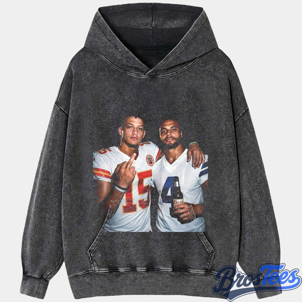 NFL Peyton Manning & Dak Prescott Drinking & Middle Finger Tee