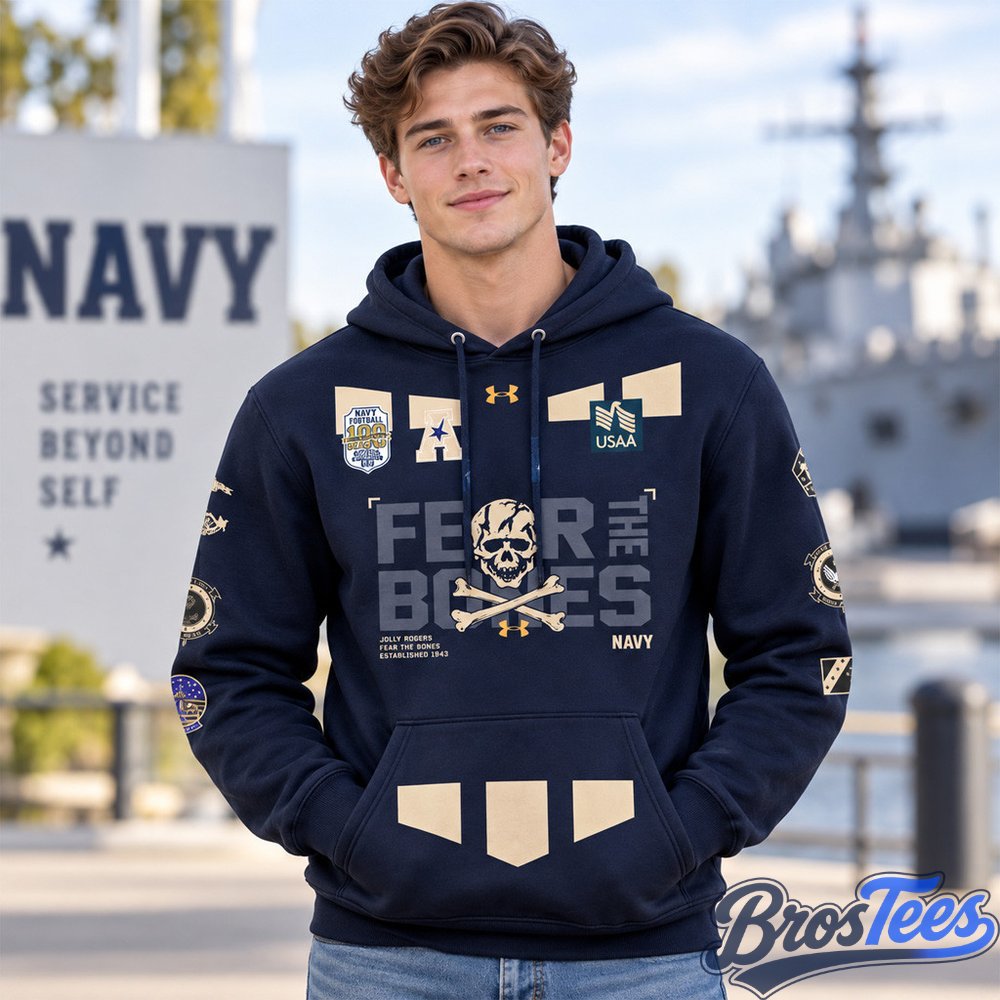 Navy Midshipmen 100th Anniversary 2026 Fear The Bones Graphic Hoodie