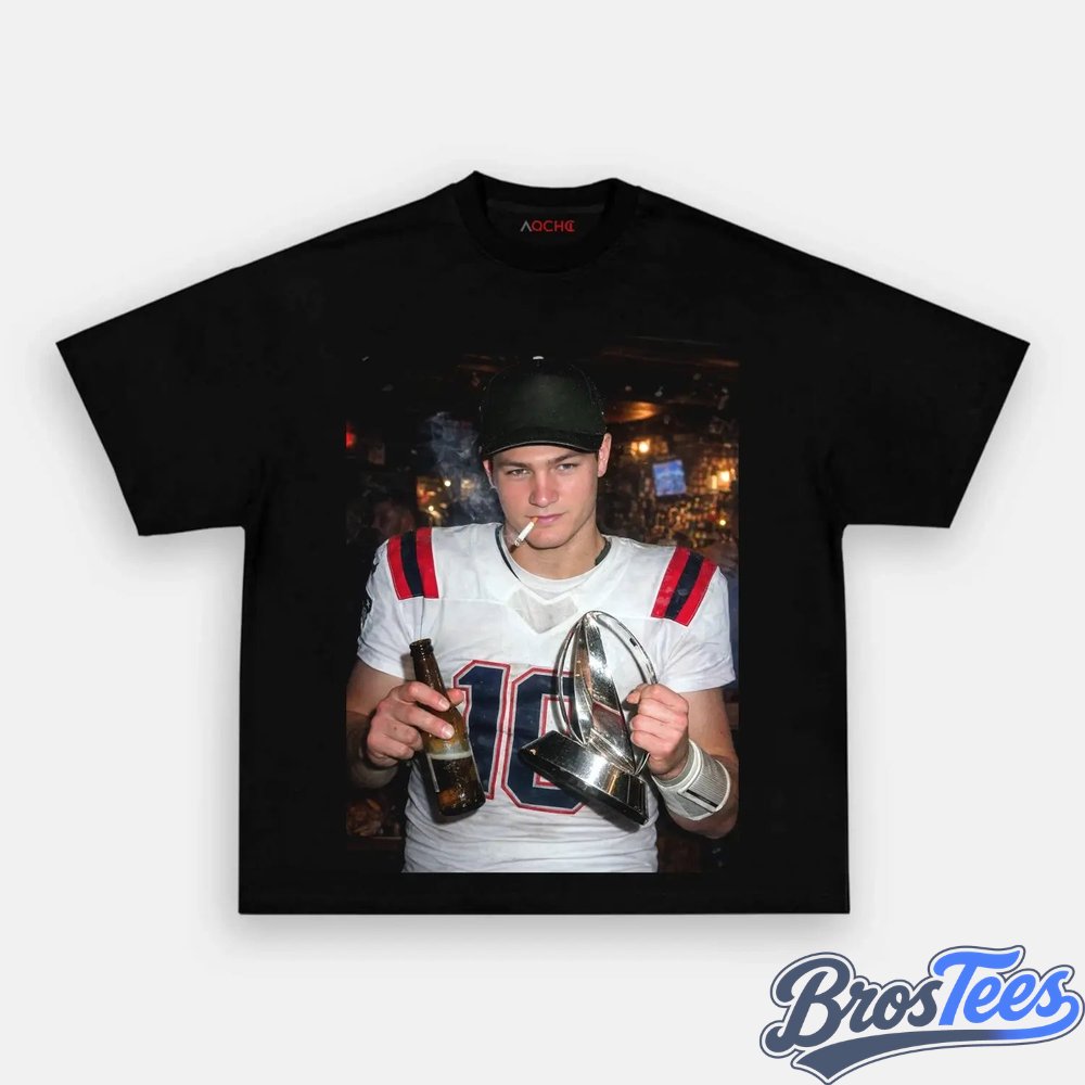 New England Patriots Drake Maye Drinking & Middle Finger Tee