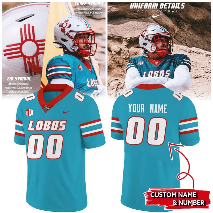 New Mexico Lobos Special New The Turquoise Football Jersey Custom