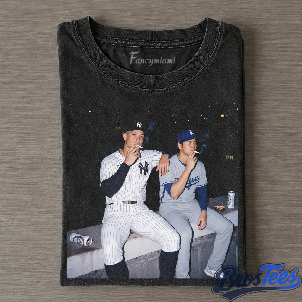 New York Yankees Aaron Judge and Los Angeles Dodgers Shohei Ohtani Smoking Tee
