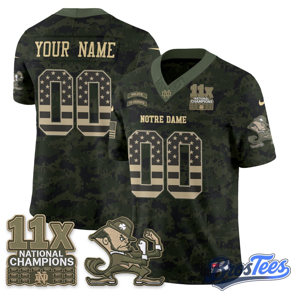 Notre Dame Fighting Irish 2026 Salute to Service Vapor Custom Jersey - Stitched