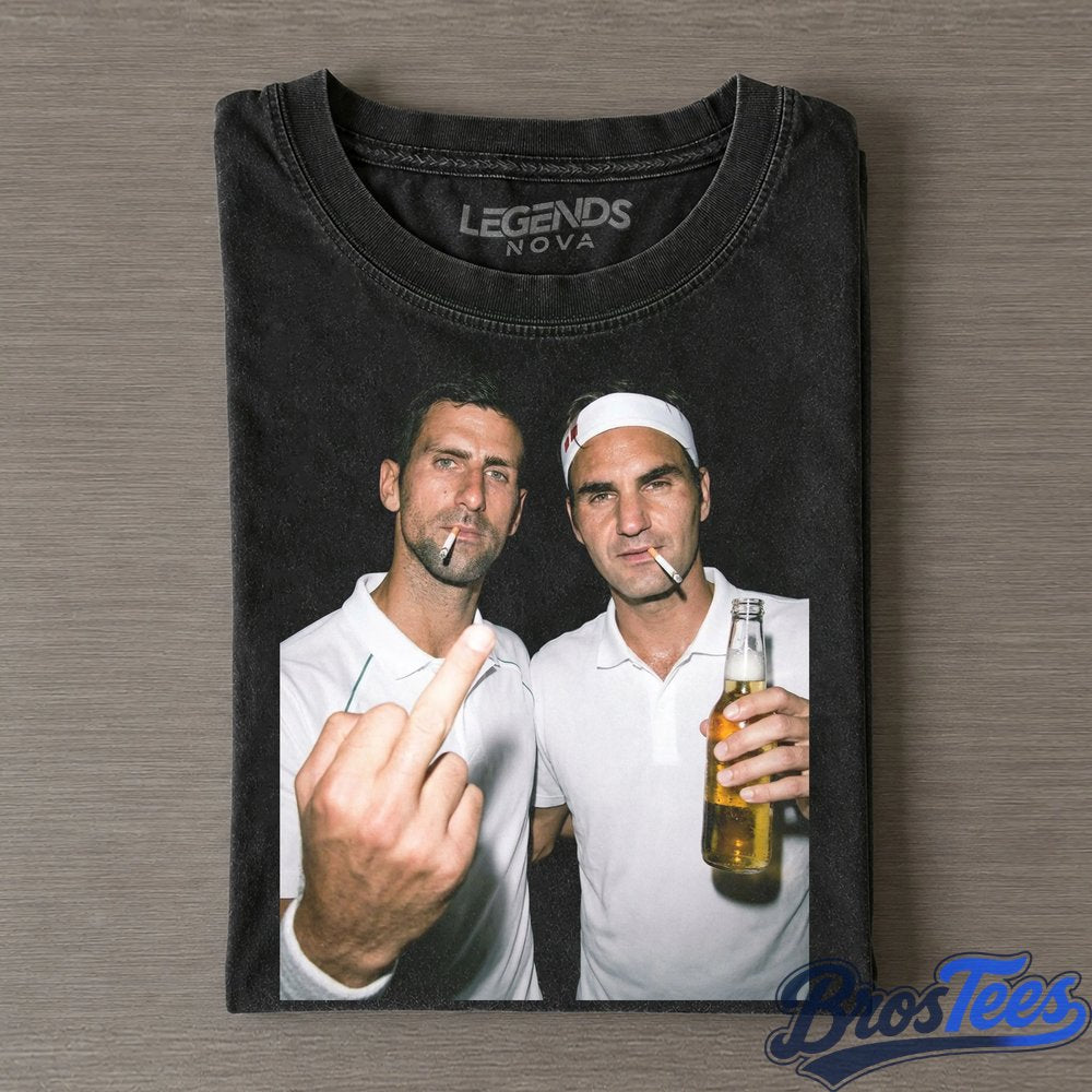 Novak Djokovic & Roger Federer 2026 Vintage Drunk Smoke Shirt