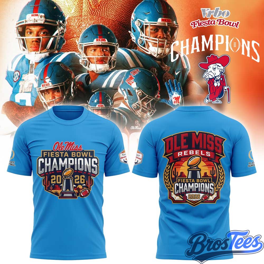 Ole Miss Rebels Vrbo Fiesta Bowl Champion 2026 Blue Shirt