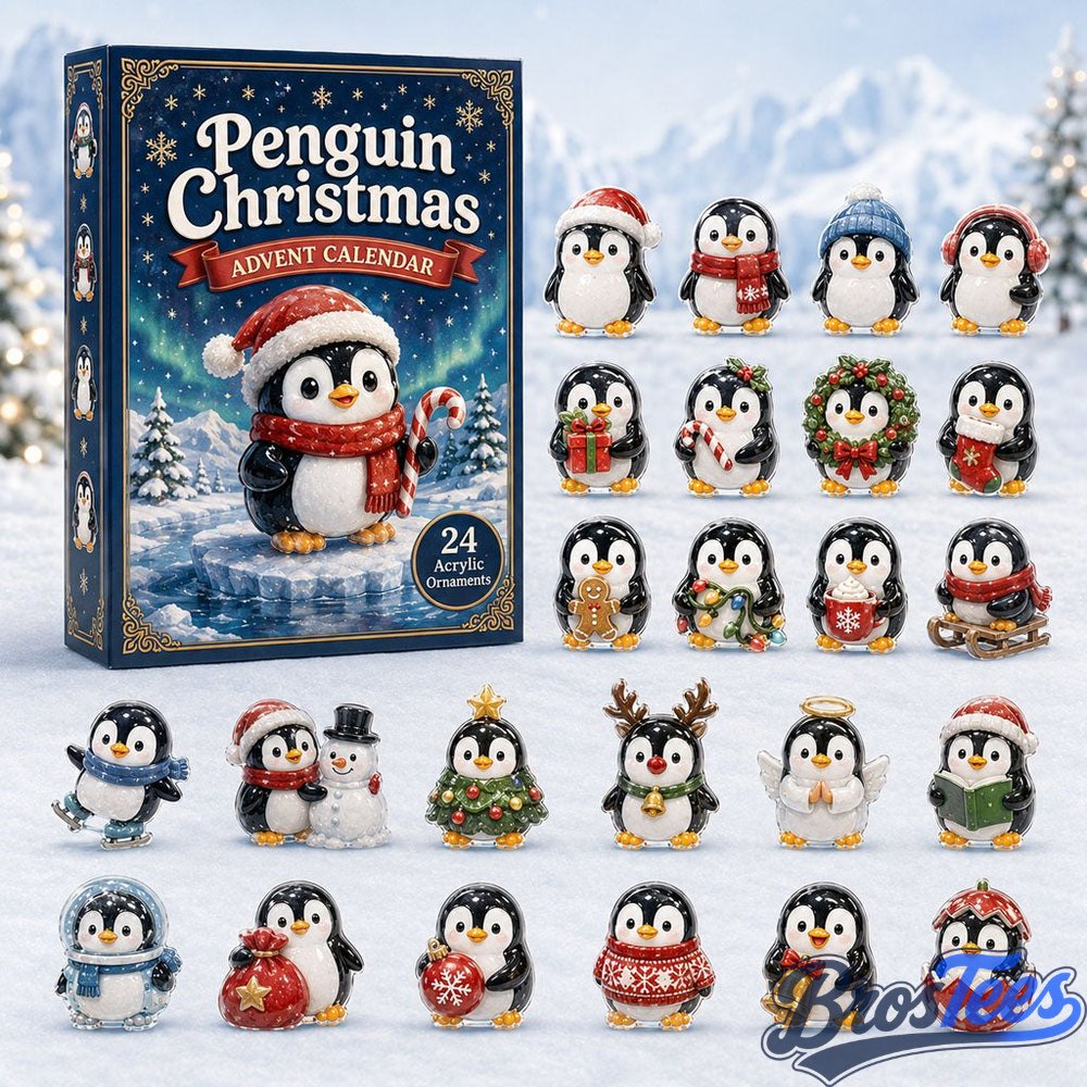 Penguin Christmas Advent Calendar 2026 - 24-Day Countdown, Acrylic Charms