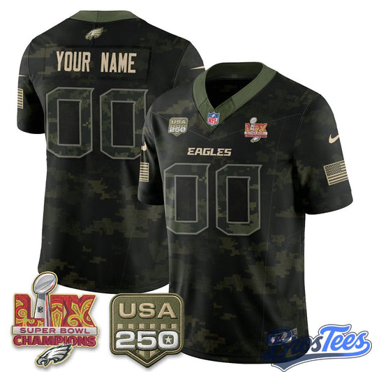 Philadelphia Eagles Salute to Service Camo Custom Jersey