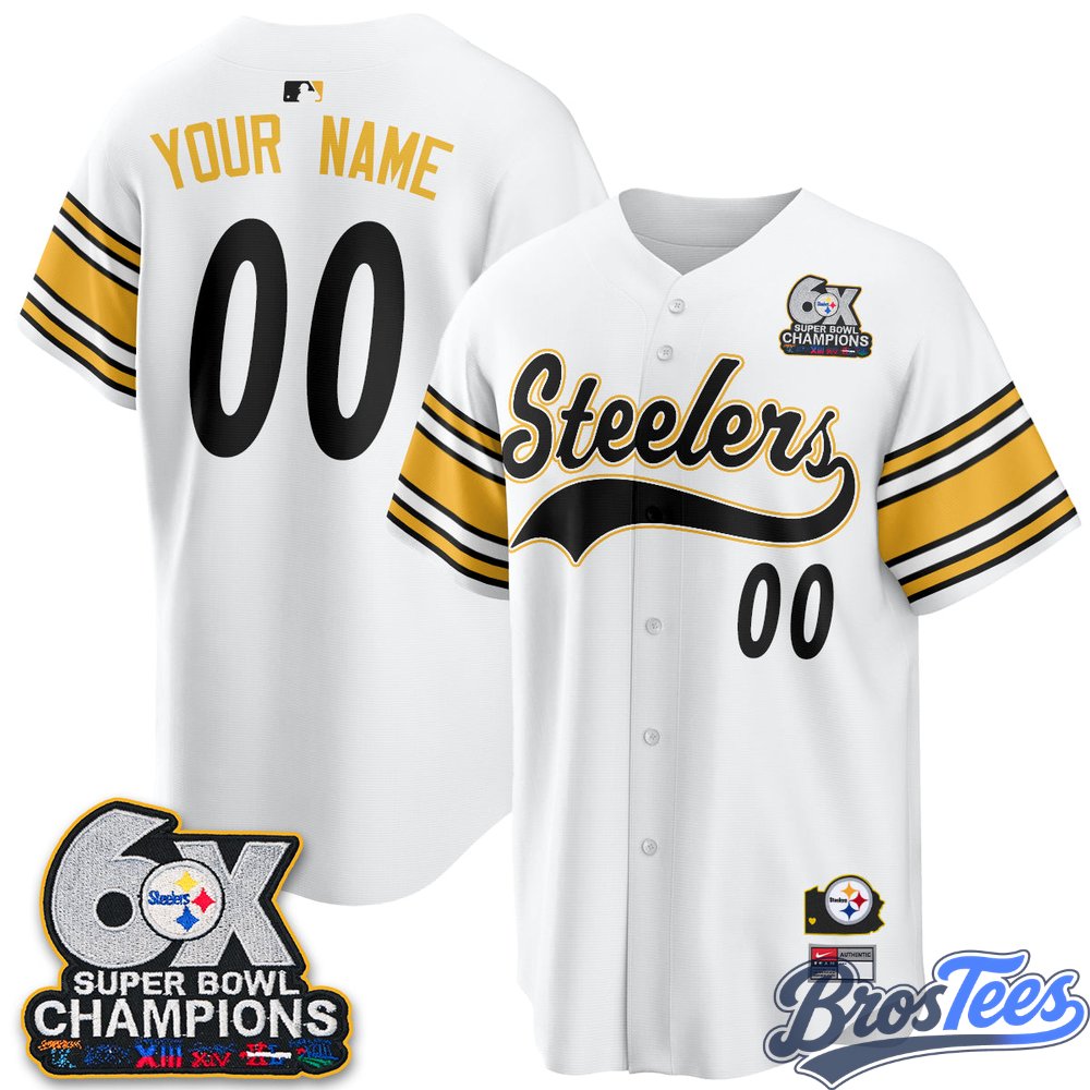 Pittsburgh Steelers 6X Champs Throwback Baseball Jersey – BrosTees