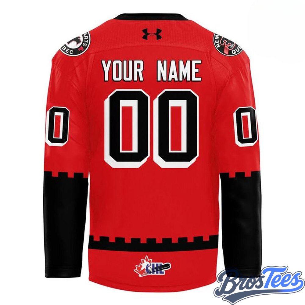 Quebec Remparts Traditional Red Uniform Custom Jersey