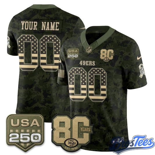 San Francisco 49ers 2026 Salute to Service Camo Custom Football Jersey