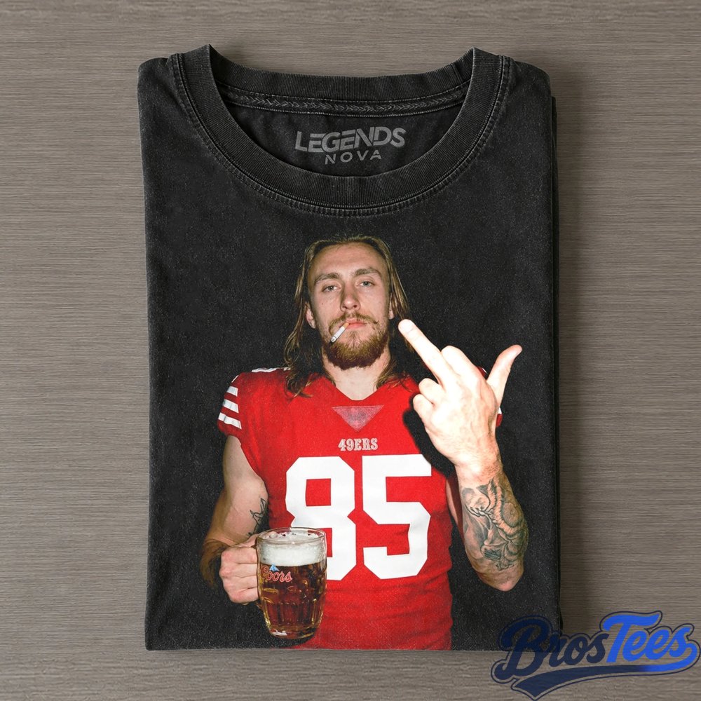 San Francisco 49ers George Kittle Drinking & Middle Finger T-Shirt