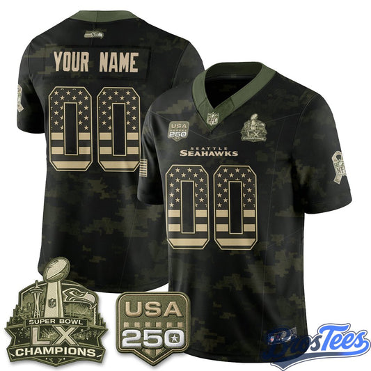 Seattle Seahawks 2026 Salute to Service Camo Custom Football Jersey
