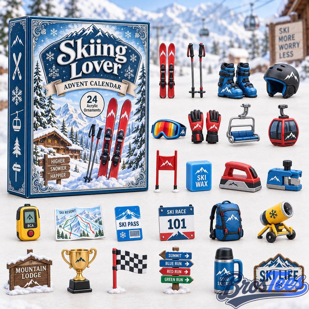 Skiing Lover Advent Calendar 2026 - 24-Day Countdown, Acrylic Charms