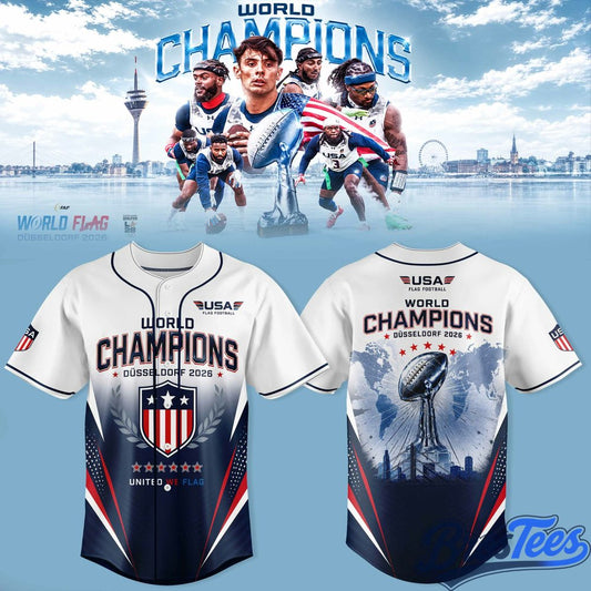 USA Flag Football World Champions Duesseldorf 2026 Baseball Jersey