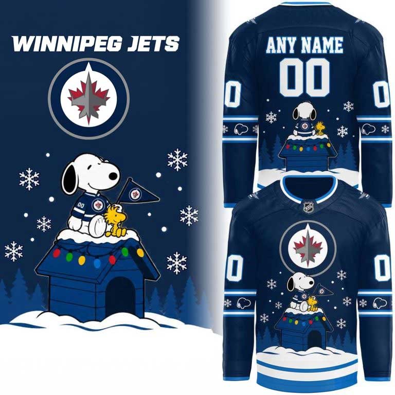 Winnipeg Jets x Peanuts Christmas Night Personalized Hockey Jersey