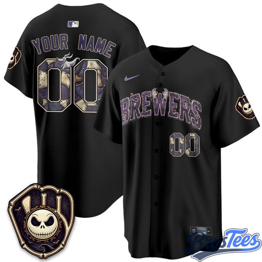 Milwaukee Brewers Halloween Nightmare Edition Custom Baseball Jersey - BrosTees