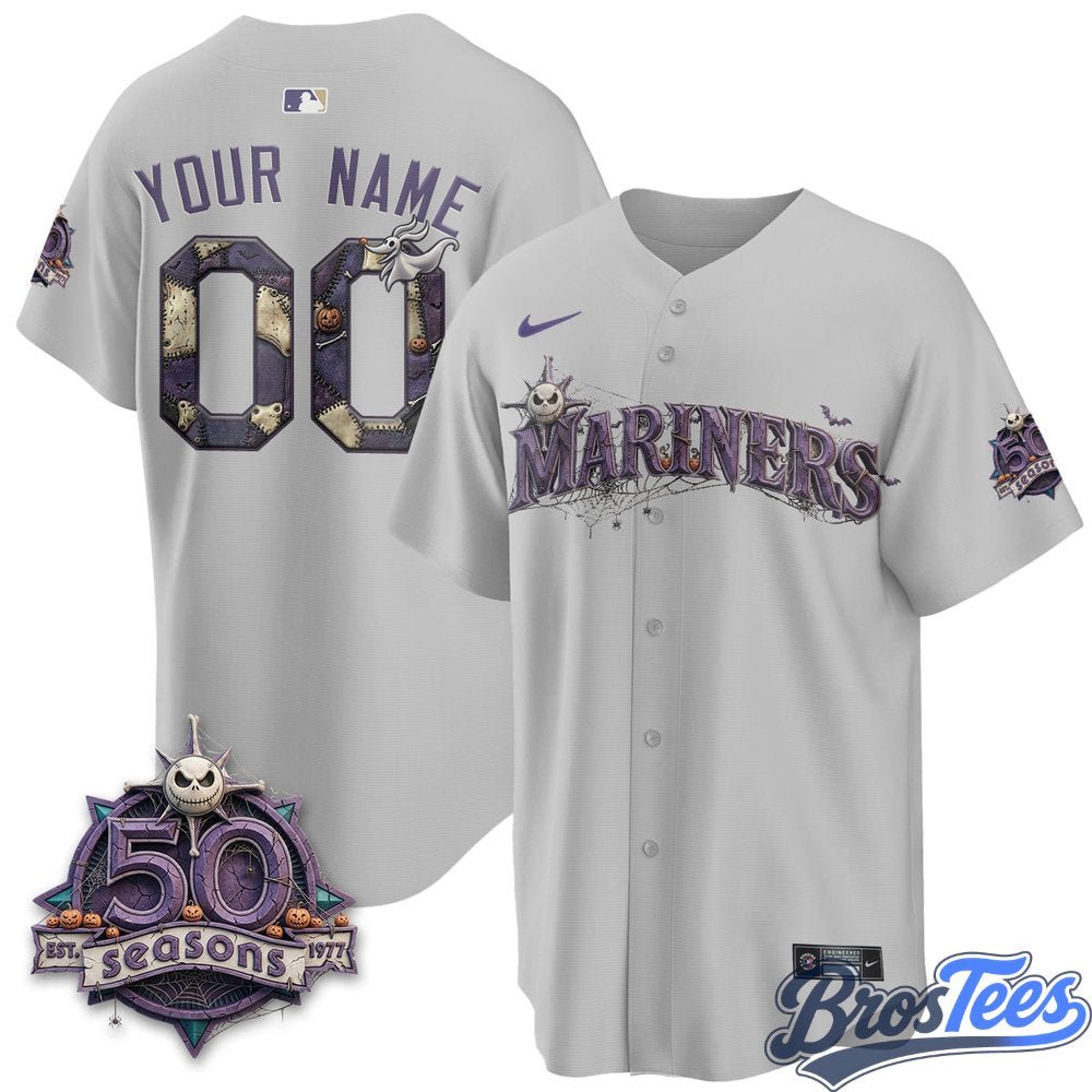 Seattle Mariners Halloween Nightmare Edition Custom Baseball Jersey - BrosTees