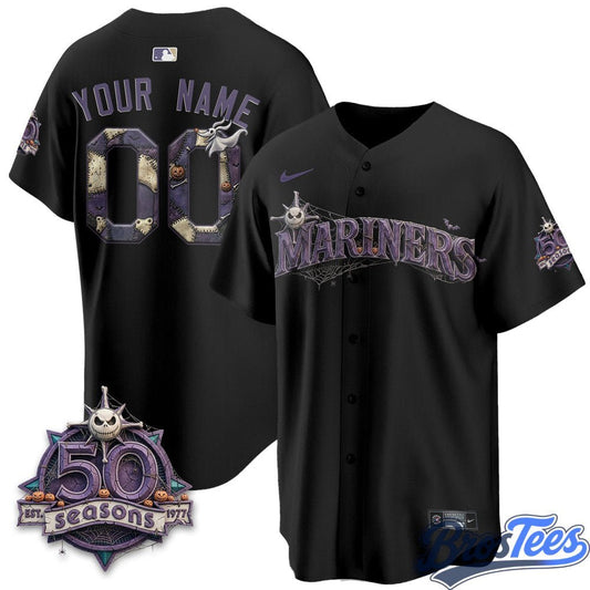 Seattle Mariners Halloween Nightmare Edition Custom Baseball Jersey - BrosTees
