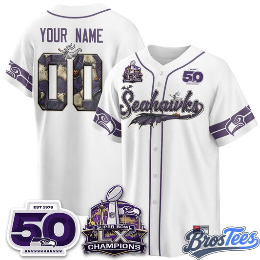 Seattle Seahawks 2026 Halloween Nightmare Edition Custom Baseball Jersey - BrosTees