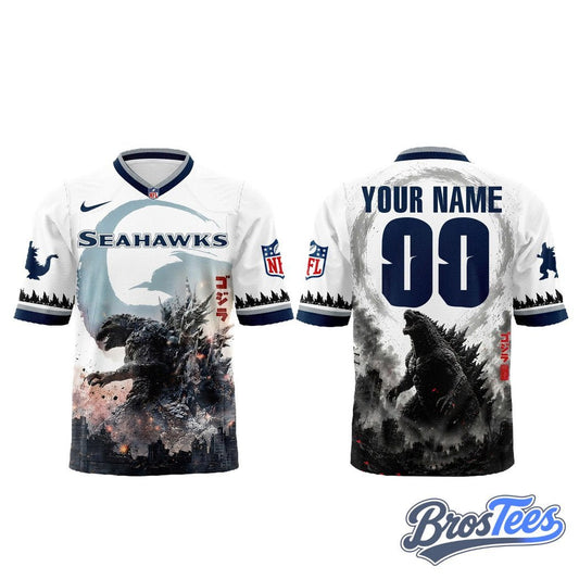 Seattle Seahawks x Godzilla Minus Zero King of the Monsters ’26 Jersey Custom - BrosTees