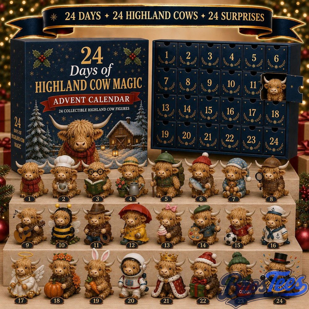 24 Days of Highland Cow Magic Advent Calendar 2026 - 24-Day Countdown, Acrylic Charms