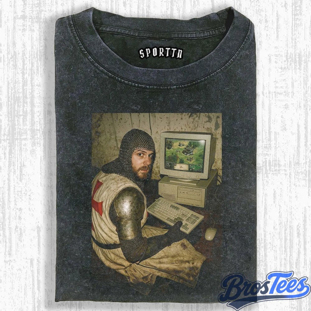 Age of Empires Medieval Knight Playing on a Computer Tee