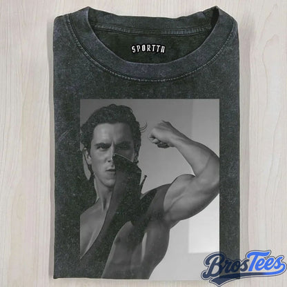 American Psycho Patrick Bateman Flexing His Arm Black Tee